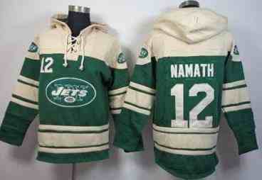 New York Jets #12 Joe Namath Green Sawyer Hooded Sweatshirt NFL Hoodie