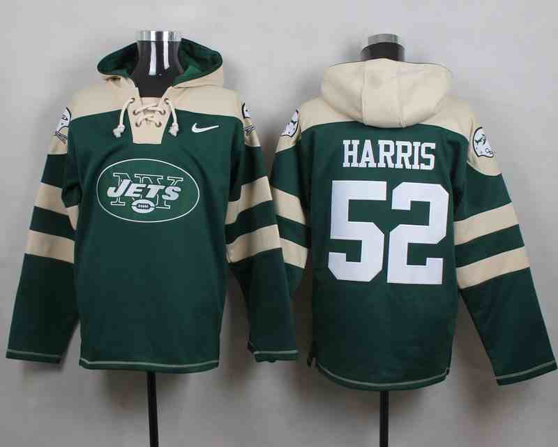 Nike Jets 52 David Harris Green Hooded Jersey