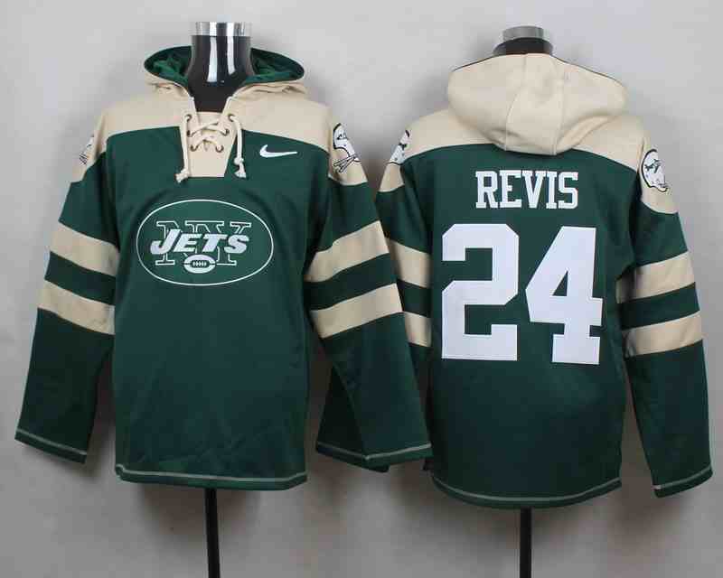 Nike Jets 24 Darrelle Revis Green Hooded Jersey