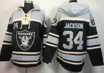 Oakland Raiders #34 Bo Jackson Black Sawyer Hooded Sweatshirt NFL Hoodie