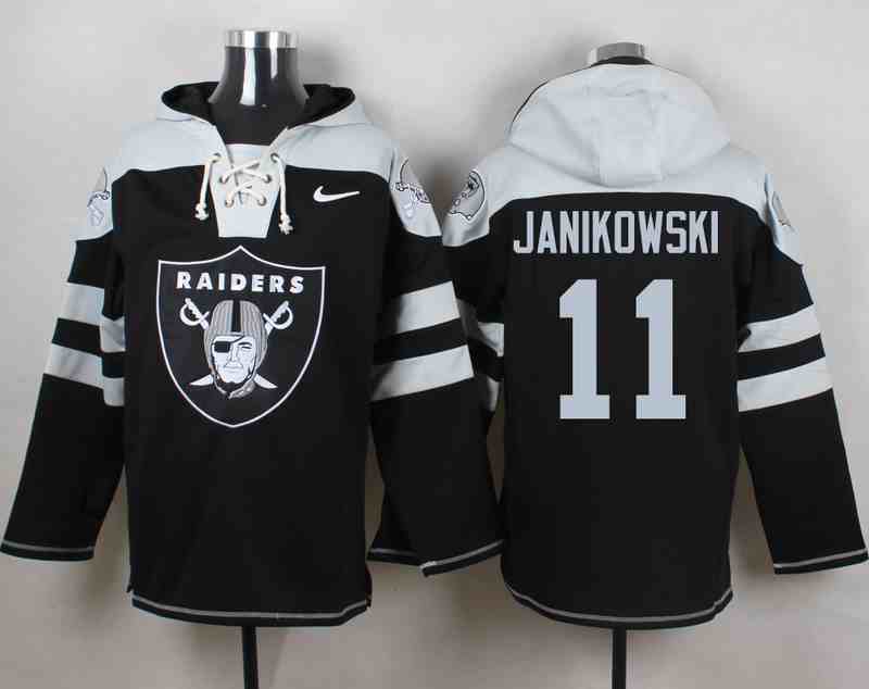 Nike Raiders 11 Sebastian Janikowski Black Hooded Jersey