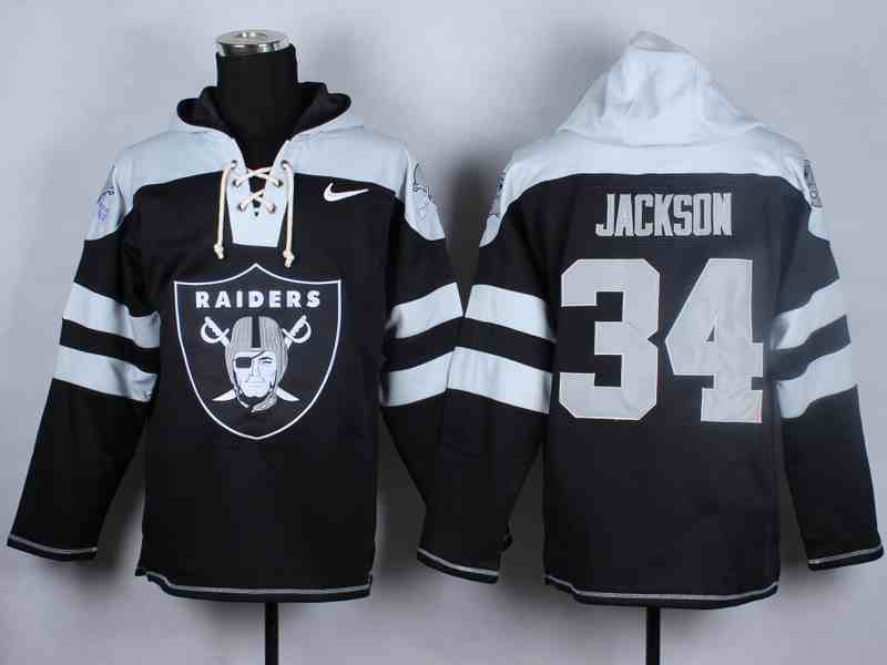 Nike Raiders 34 Jackson Black Hooded Jerseys