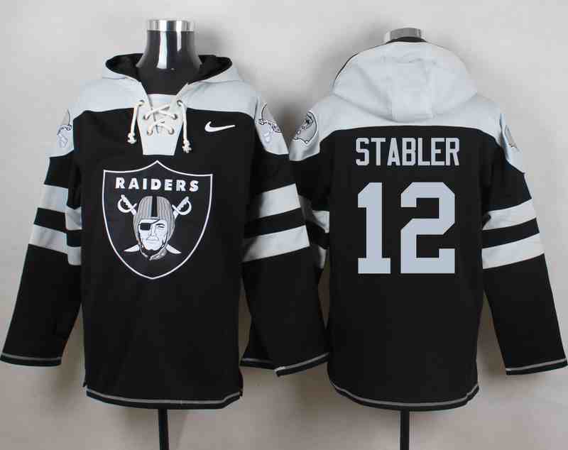 Nike Raiders 12 Kenny Stabler Black Hooded Jersey