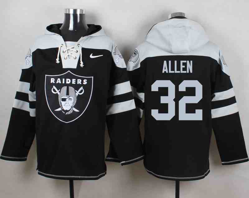 Nike Raiders 32 Marcus Allen Black Hooded Jersey