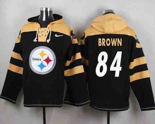 Nike Steelers 84 Antonio Brown Black Hooded Jersey