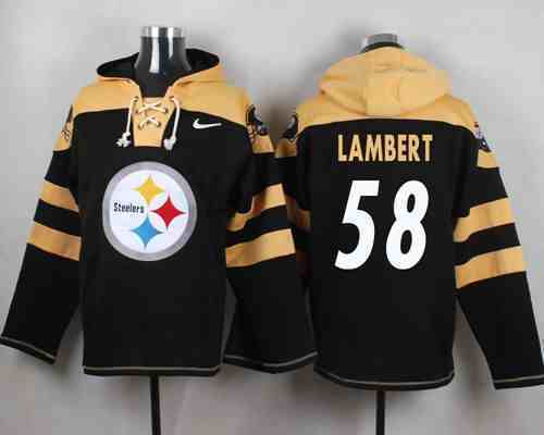 Nike Steelers 58 Jack Lambert Black Hooded Jersey