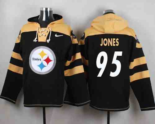 Nike Steelers 95 Jarvis Jones Black Hooded Jersey