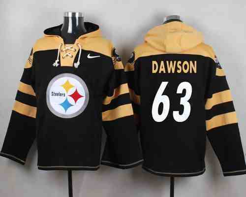 Nike Steelers 63 Dermontti Dawson Black Hooded Jersey