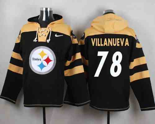 Nike Steelers 78 Alejandro Villanueva Black Hooded Jersey