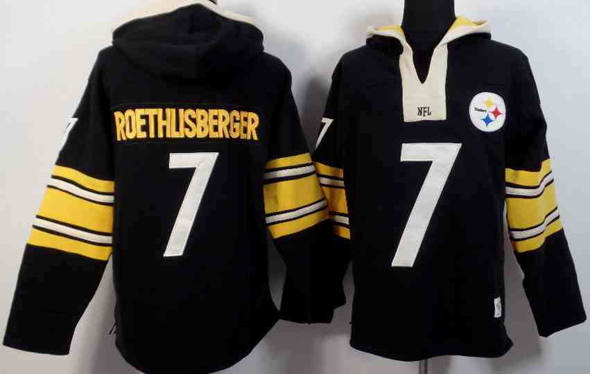 Steelers 7 Ben Roethlisberger Black Hooded Jersey