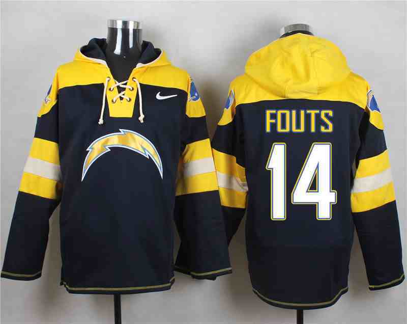 Nike Chargers 14 Dan Fouts Navy Hooded Jersey