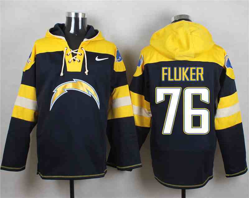 Nike Chargers 76 D.J. Fluker Navy Hooded Jersey