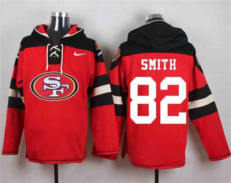 Nike 49ers 82 Torrey Smith Red Hooded Jersey