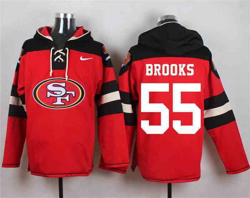 Nike 49ers 55 BROOKS Red Hooded Jersey