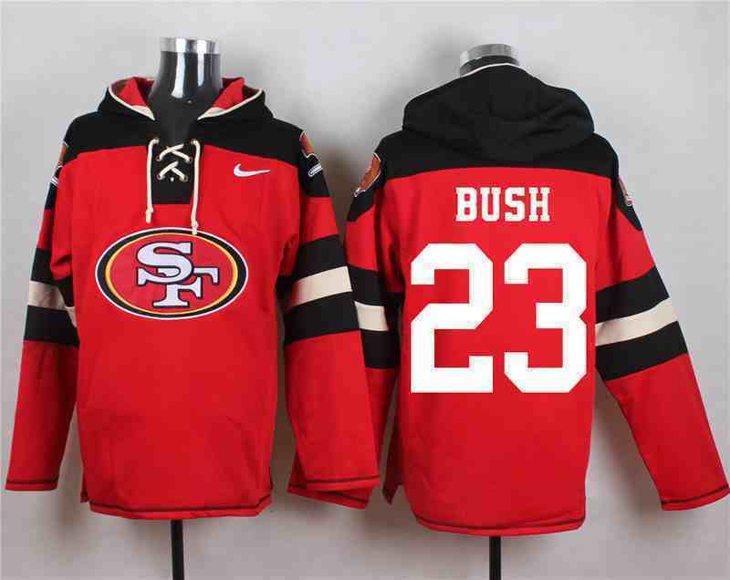 Nike 49ers 23 BUSH Red Hooded Jersey