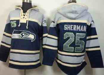 Nike Seahawks #25 Richard Sherman Navy Blue Sawyer Hooded Sweatshirt NFL Hoodie