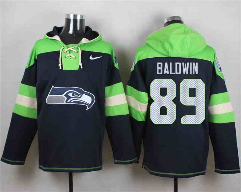 Nike Seahawks 89 Doug Baldwin Navy Hooded Jersey
