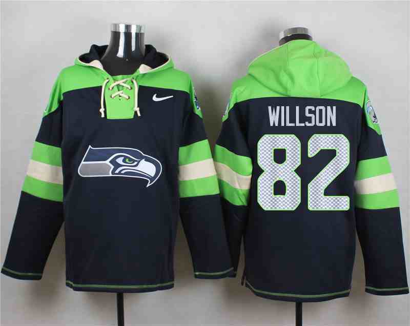 Nike Seahawks 82 Luke Willson Navy Hooded Jersey