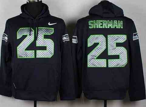 Seattle Seahawks 25 Richard Sherman Steel Blue Pullover NFL Hoodie