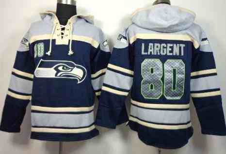 Nike Seattle Seahawks #80 Steve Largent Blue Sawyer Hooded Sweatshirt NFL Hoodie