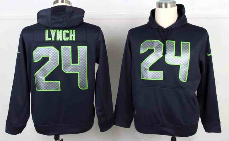 NFL Seattle Seahawks #24 Marshawn Lynch Blue Hoodie