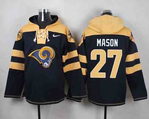 Nike Rams 27 Tre Mason Navy Blue Hooded Jersey
