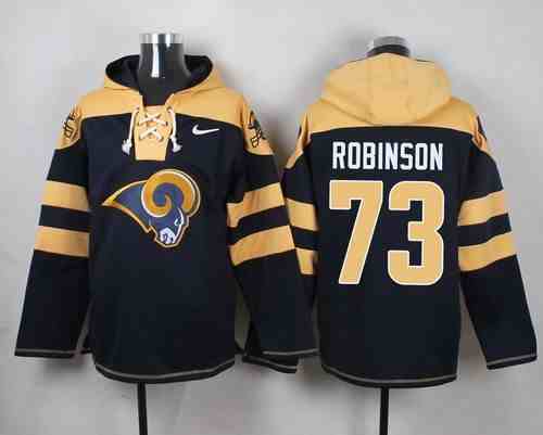 Nike Rams 73 Greg Robinson Navy Blue Hooded Jersey
