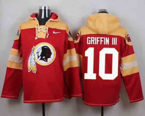 Nike Redskins 10 Robert Griffin III Red Hooded Jersey