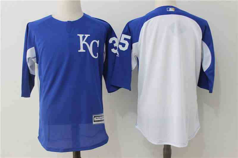 Royals 35 Eric Hosmer Royal White Authentic Collection On-Field 34 Sleeve Batting Practice Jersey