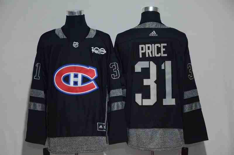 Canadiens 31 Carey Price Black 1917-2017 100th Anniversary Jersey