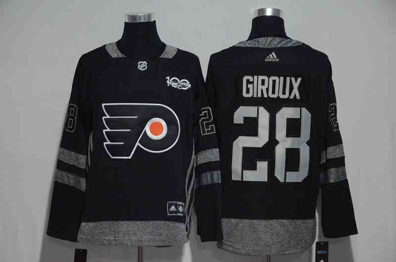 Flyers 28 Claude Giroux Black 1917-2017 100th Anniversary Jersey