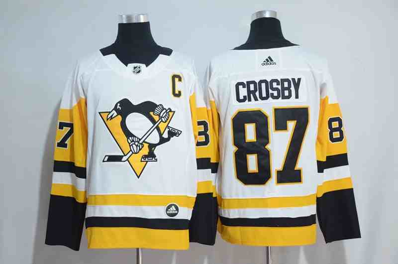 Penguins 87 Sidney Crosby White With C Patch Adidas Jersey