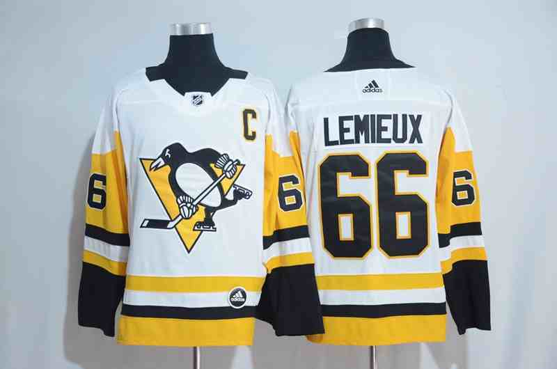 Penguins 66 Mario Lemieux White With C Patch Adidas Jersey