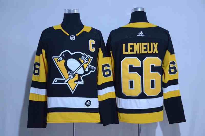 Penguins 66 Mario Lemieux Black With C Patch Adidas Jersey