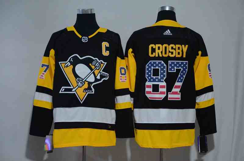 Penguins 87 Sidney Crosby Black USA Flag Adidas Jersey