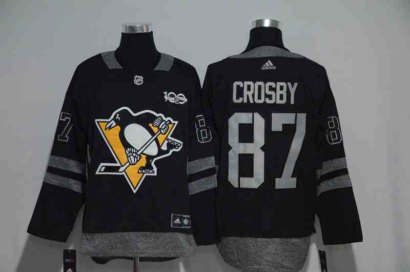 Penguins 87 Sidney Crosby Black 1917-2017 100th Anniversary Adidas Jersey