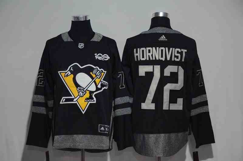 Penguins 72 Patric Hornqvist Black 1917-2017 100th Anniversary Jersey
