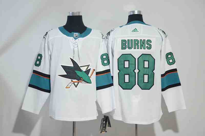 Sharks 88 Brent Burns White Adidas Jersey