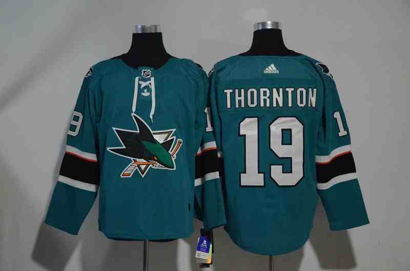 Sharks 19 Joe Thornton Teal Adidas Jersey
