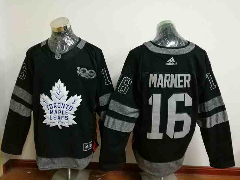 Maple Leafs 16 Mitchell Marner Black 1917-2017 100th Anniversary Jersey