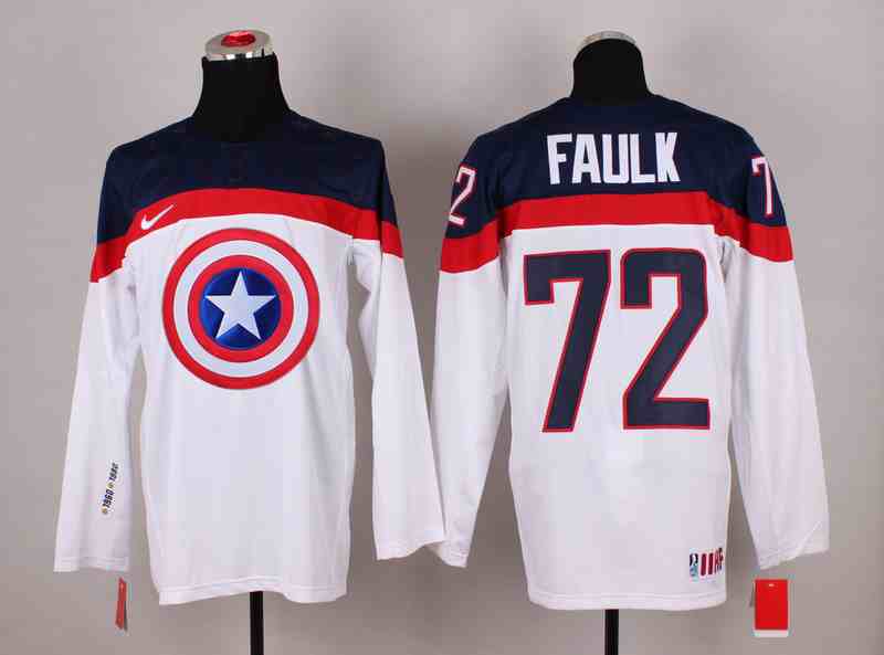 USA 72 Faulk White Captain America Jersey
