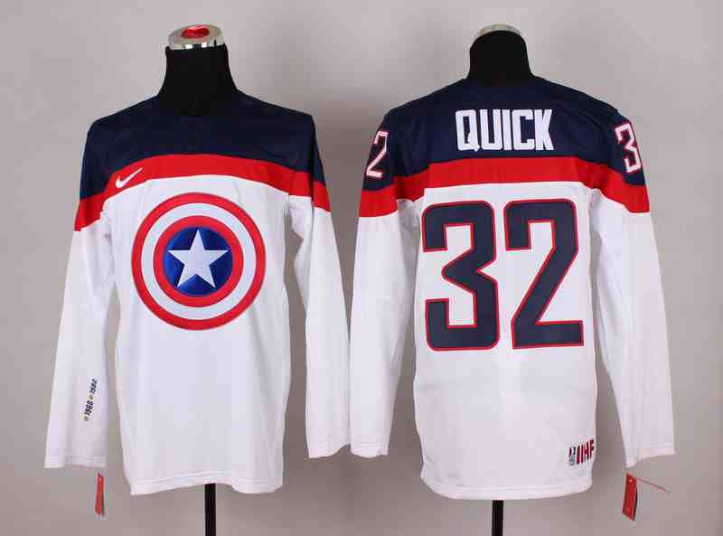 USA 32 Quick White Captain America Jersey