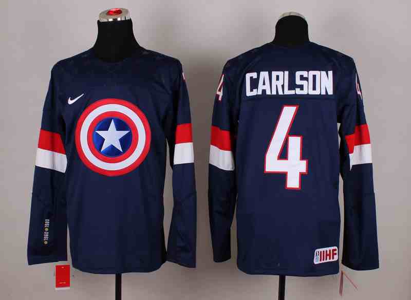 USA 4 Carlson Blue Captain America Jersey