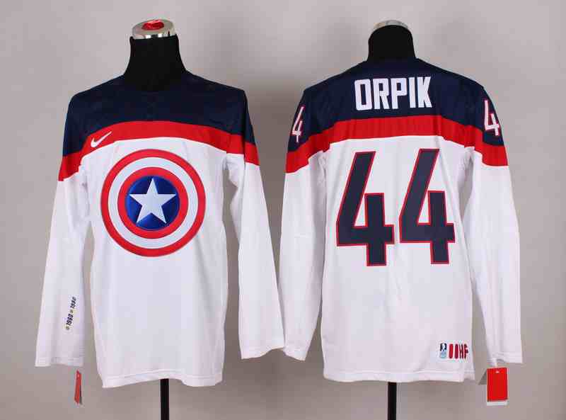 USA 44 Orpik White Captain America Jersey