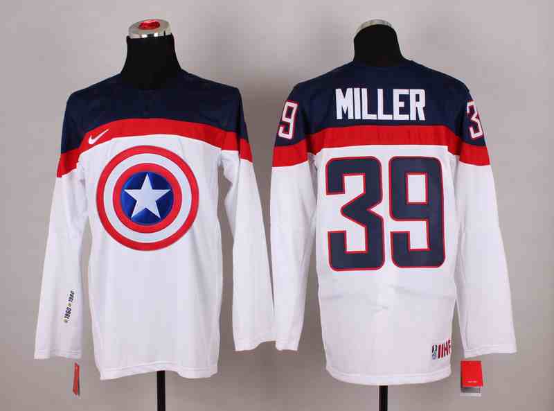 USA 39 Miller White Captain America Jersey