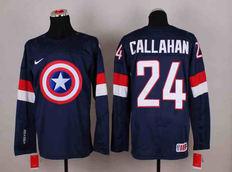 USA 24 Callahan Blue Captain America Jersey