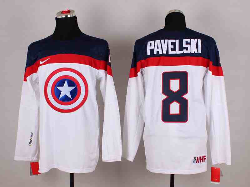 USA 8 Pavelski White Captain America Jersey