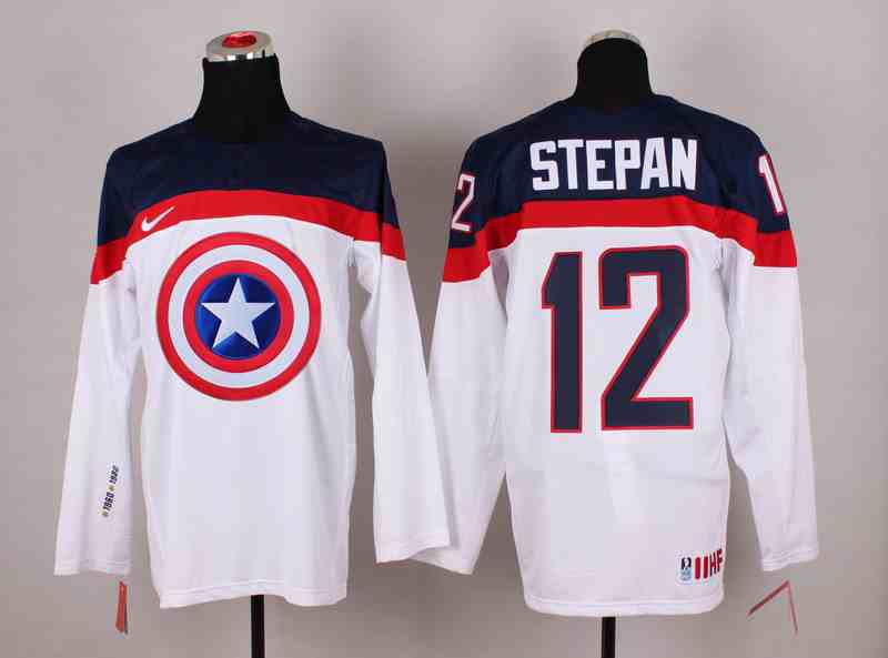 USA 12 Stepan White Captain America Jersey