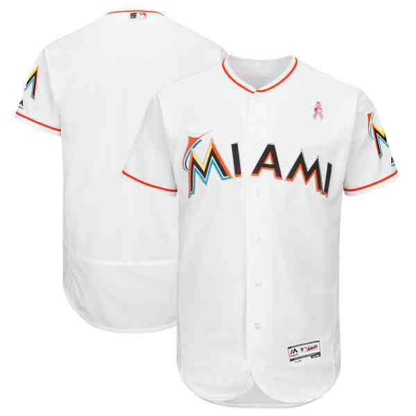 Marlins Blank White 2018 Mother's Day Flexbase Jersey