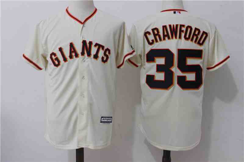 Giants 35 Brandon Crawford Cream Alternate Cool Base Jersey